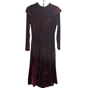 Velvet Burgundy Long Sleeve Maxi Ruffle Shoulder Cottagecore Witchy Prairie